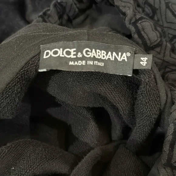 Dolce & Gabbana Black Velvet Embossed Logo Sweat Suit (Hoodie & Joggers)